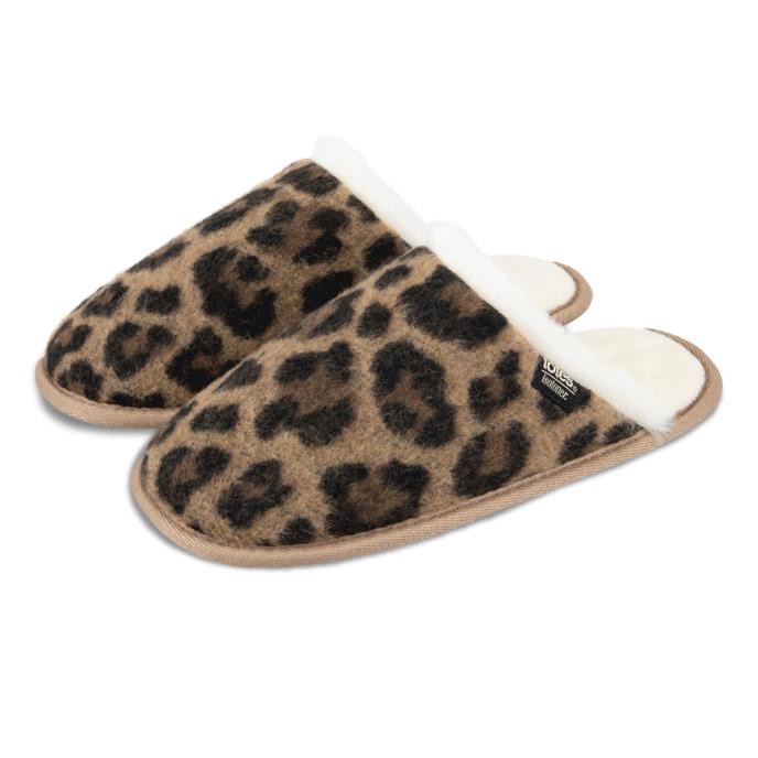 Isotoner® Ladies Animal Fur Mule Animal Print Extra Image 1